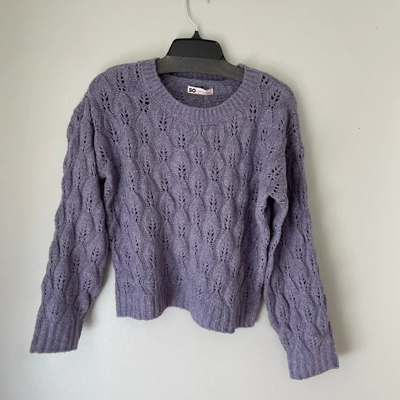 Kohl's Sweaters Kohls Purple Crew Neck Cable Knit Sweater